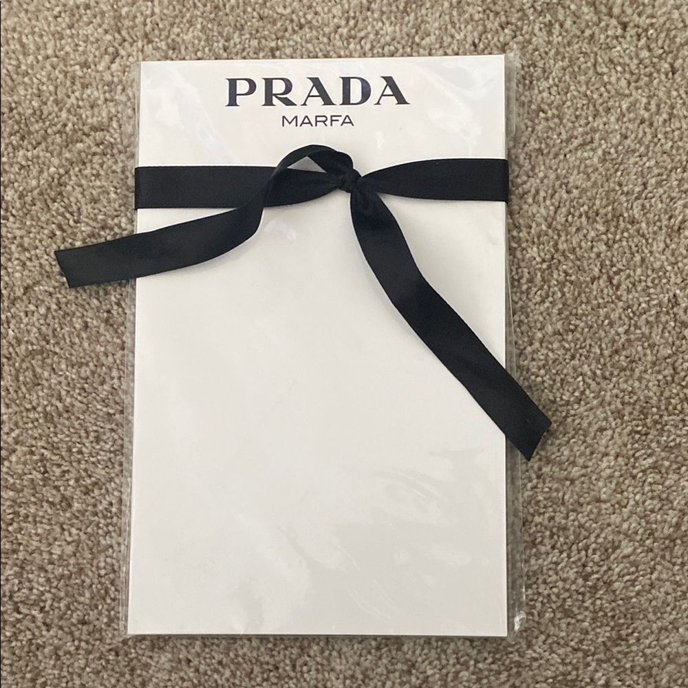 Prada Marfa (Sendiks) White Notepad with Black Ribbon
